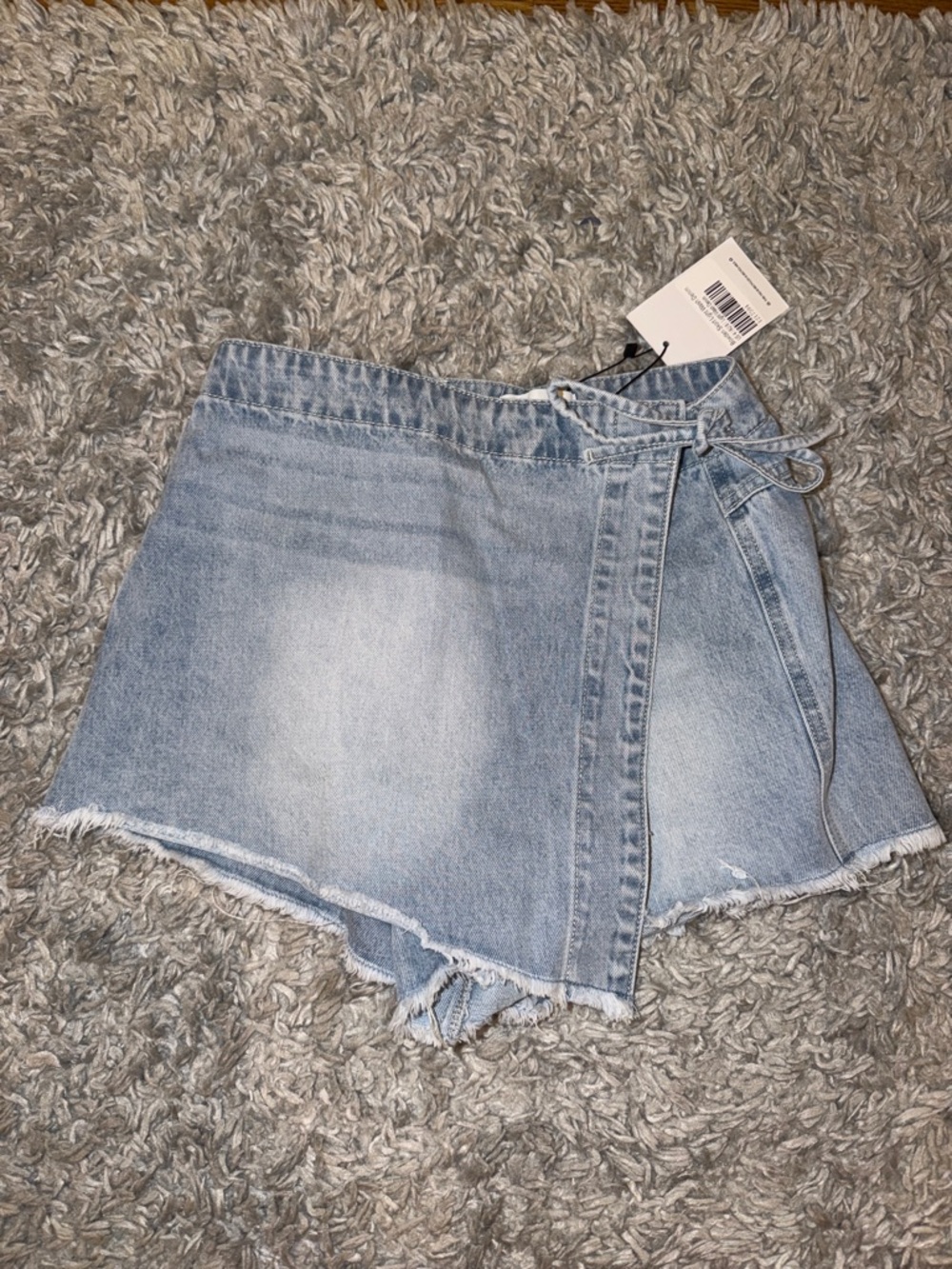 Princess Polly Light Wash Denim Wrap Skort